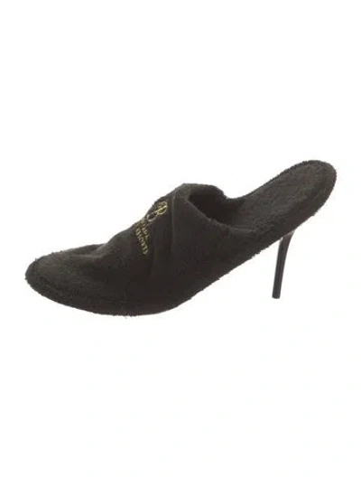 Pre-owned Balenciaga Embroidered Accent Mules In Black