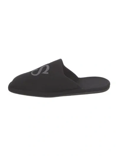 Pre-owned Balenciaga Embroidered Accent Slippers In Black