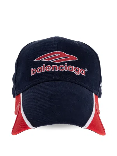 Balenciaga Embroidered Baseball Cap In Black
