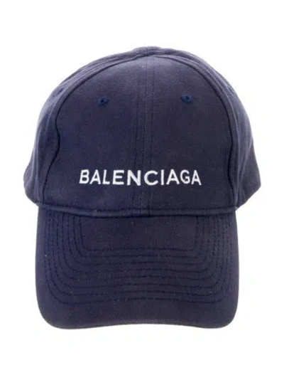 Pre-owned Balenciaga Embroidered Baseball Cap In Blue