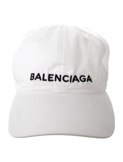 Pre-owned Balenciaga Embroidered Baseball Cap In White