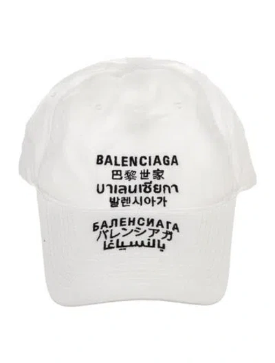 Pre-owned Balenciaga Embroidered Baseball Cap In White