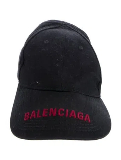 Pre-owned Balenciaga Embroidered Baseball Hat In Black