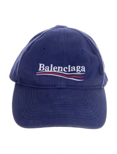 Pre-owned Balenciaga Embroidered Baseball Hat In Blue