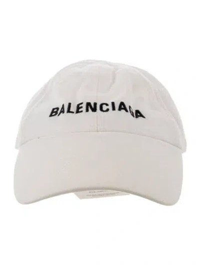 Pre-owned Balenciaga Embroidered Baseball Hat In White