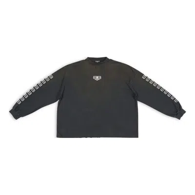 Balenciaga Embroidered Bb Sleeve Crewneck Sweater 'washed Black White'