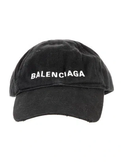 Pre-owned Balenciaga Embroidered Canvas Adjustable Baseball Cap In Black