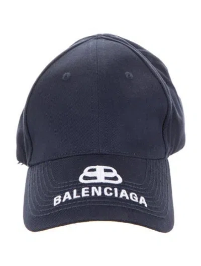 Pre-owned Balenciaga Embroidered Canvas Baseball Cap In Blue
