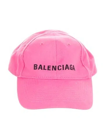 Pre-owned Balenciaga Embroidered Canvas Baseball Cap In Pink