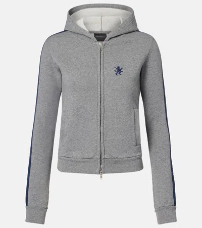 Balenciaga Embroidered Cotton Zip-up Hoodie In Gray