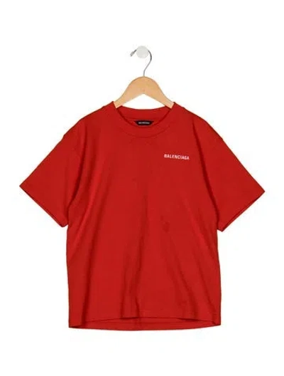 Pre-owned Balenciaga Kids' Embroidered Crewneck Graphic T-shirt In Red