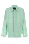 Balenciaga Oversized Shirt With Embroidered Cupro Blend In Green
