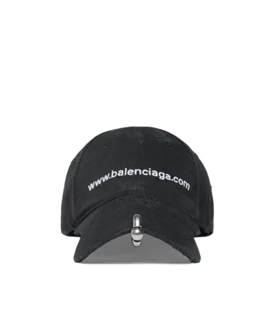Balenciaga Embroidered-design Six-panel Cap In Black