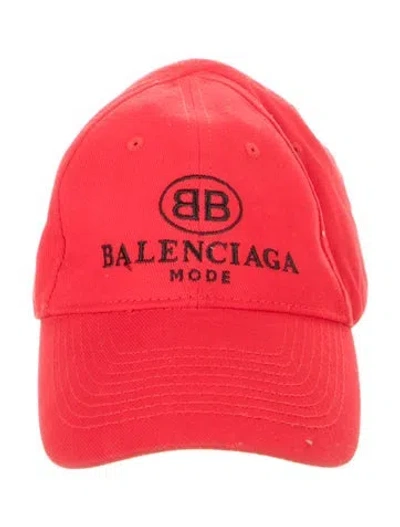 Pre-owned Balenciaga Embroidered Fabric Baseball Cap In Red