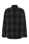 Balenciaga Oversize Plaid Wool Blend Flannel Button-down Shirt In Greyblack