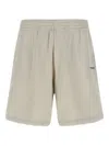 Balenciaga Elastic Waistband Raw Hem Side Pockets Shorts In Neutral