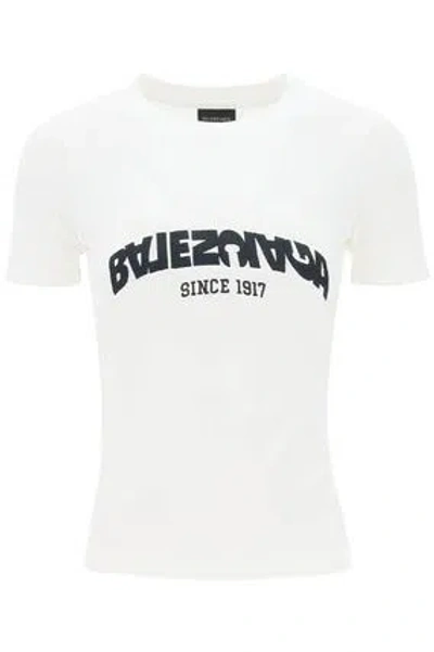 Balenciaga Embroidered Graphic T-shirt For Women In White And Black
