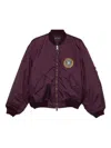 Balenciaga Embroidered Logo Bomber Jacket In Purple