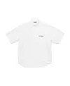 Balenciaga Embroidered-logo Cotton Shirt In White