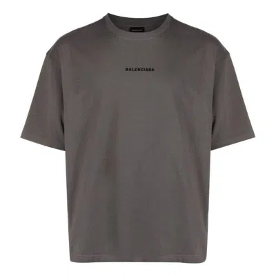 Balenciaga Embroidered-logo Cotton T-shirt 'grey'