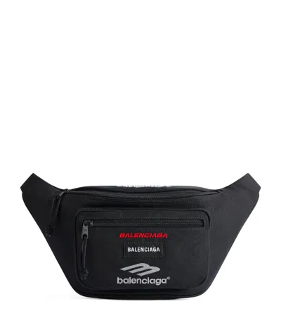 Balenciaga Embroidered-logo Explorer Belt Bag In Black