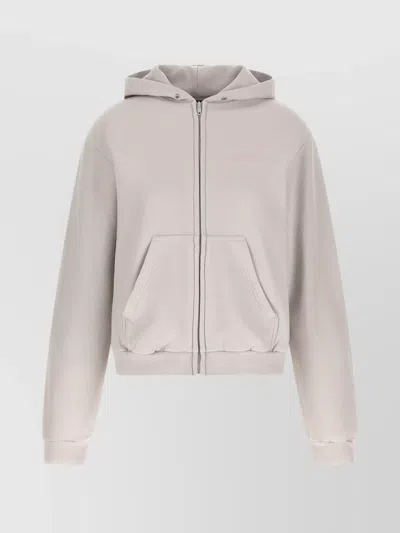 Balenciaga Embroidered Logo Hooded Sweatshirt In Neutral