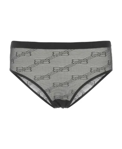 Balenciaga Embroidered-logo Mesh Briefs In Black