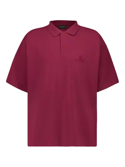 Balenciaga Embroidered-logo Polo Shirt In Red