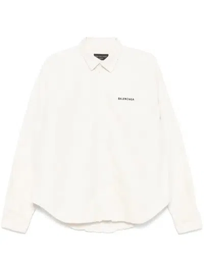 BALENCIAGA EMBROIDERED-LOGO SHIRT