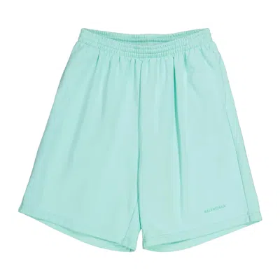Pre-owned Balenciaga Embroidered Logo Sweat Shorts 'mint' | Green | Women's Size Xs