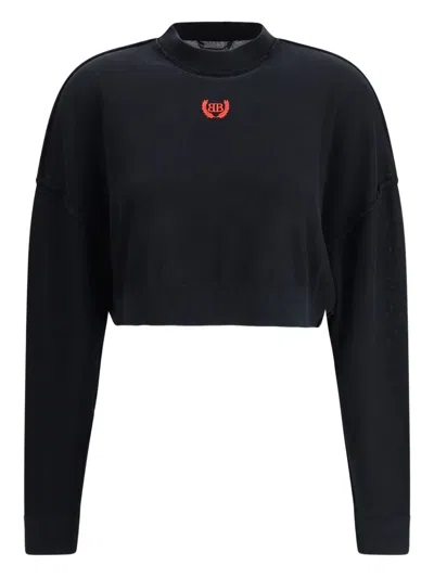 Balenciaga Embroidered-logo Sweater In Black