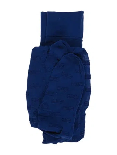 Pre-owned Balenciaga Embroidered Logo Tights W/tags In Blue