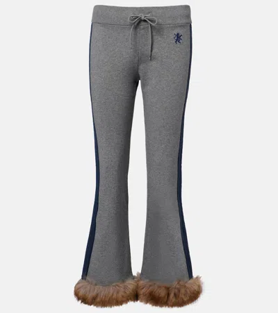 Balenciaga Embroidered Low-rise Cotton Capri Pants In Gray