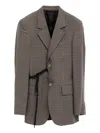 Balenciaga Tailored Wrap Jacket With Checkered Design For Women In Brown