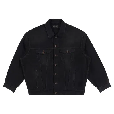 Pre-owned Balenciaga Embroidered Political Logo Denim Jacket 'black'