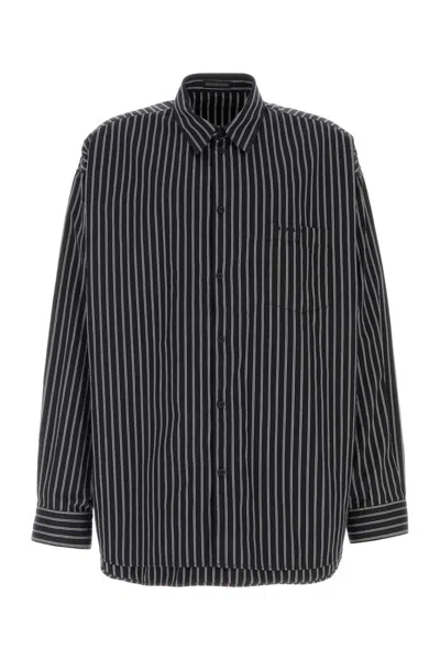Balenciaga Embroidered Poplin Oversize Shirt In 1070 Black/white