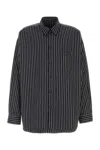 Balenciaga Oversized Striped Poplin Shirt For Men In Blackwhite