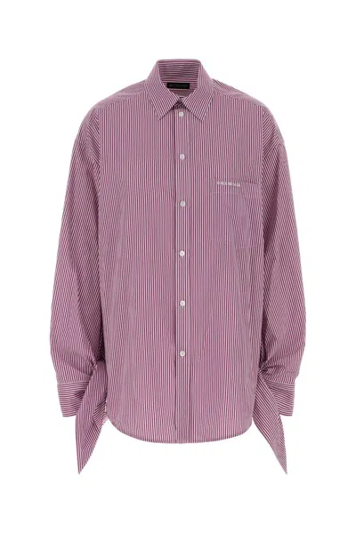 Balenciaga Embroidered Poplin Oversize Shirt In Pink