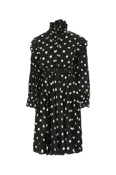 Balenciaga Embroidered Satin Dress In Multicolor