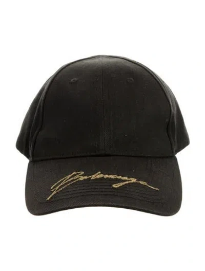 Pre-owned Balenciaga Embroidered Script Baseball Cap In Black