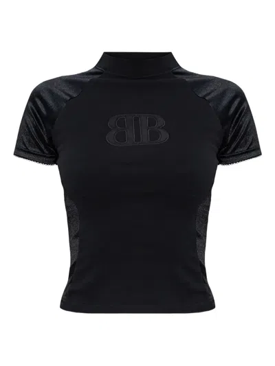 Balenciaga Embroidered Short-sleeve Top In Black