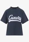 Balenciaga Embroidered Short-sleeved T-shirt In Blue