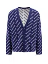 Balenciaga Embroidered Stretch Cotton Blend Oversize Cardigan In Blue