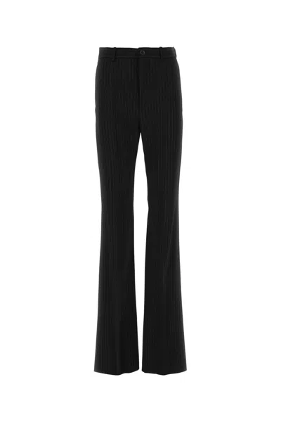 Balenciaga Women Flared Trousers In Black Flowing Viscose
