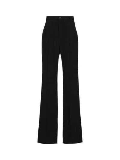 Balenciaga Embroidered Stretch Wool Pant In Black