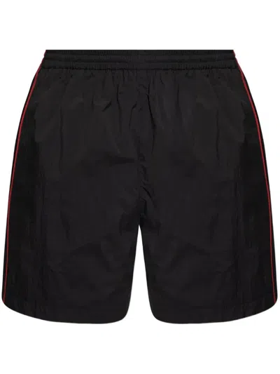 Balenciaga Embroidered Track Shorts In Black