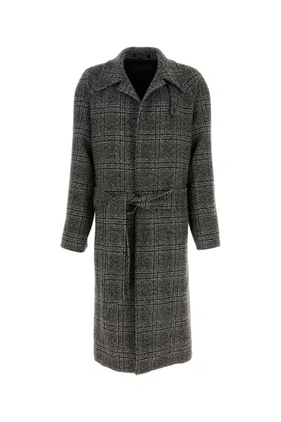 Balenciaga Embroidered Wool Coat In Multi