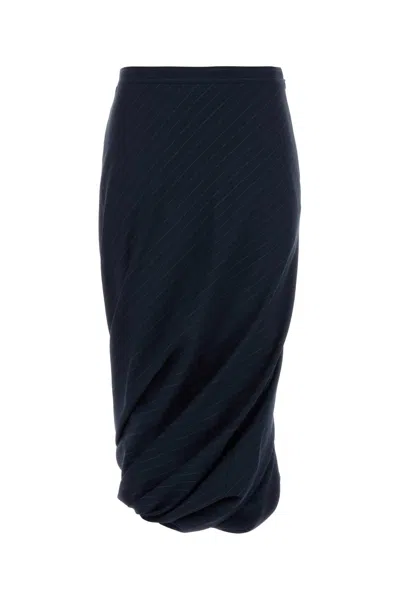 スカート Balenciaga Embroidered Wool Skirt Balenciaga Draped Pinstripe Wool Skirt Embroidery In Blue