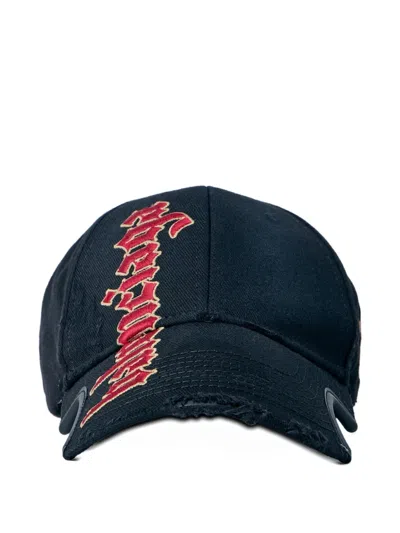 Balenciaga Embroidered-logo Cap In Blue