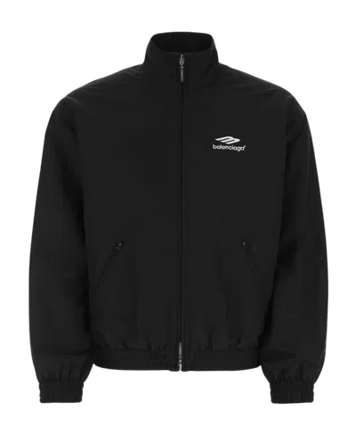 Balenciaga Embroidered-logo Sports Jacket In Black